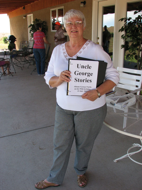 Sophora proudly displays one of the copies of Uncle George's Stories
